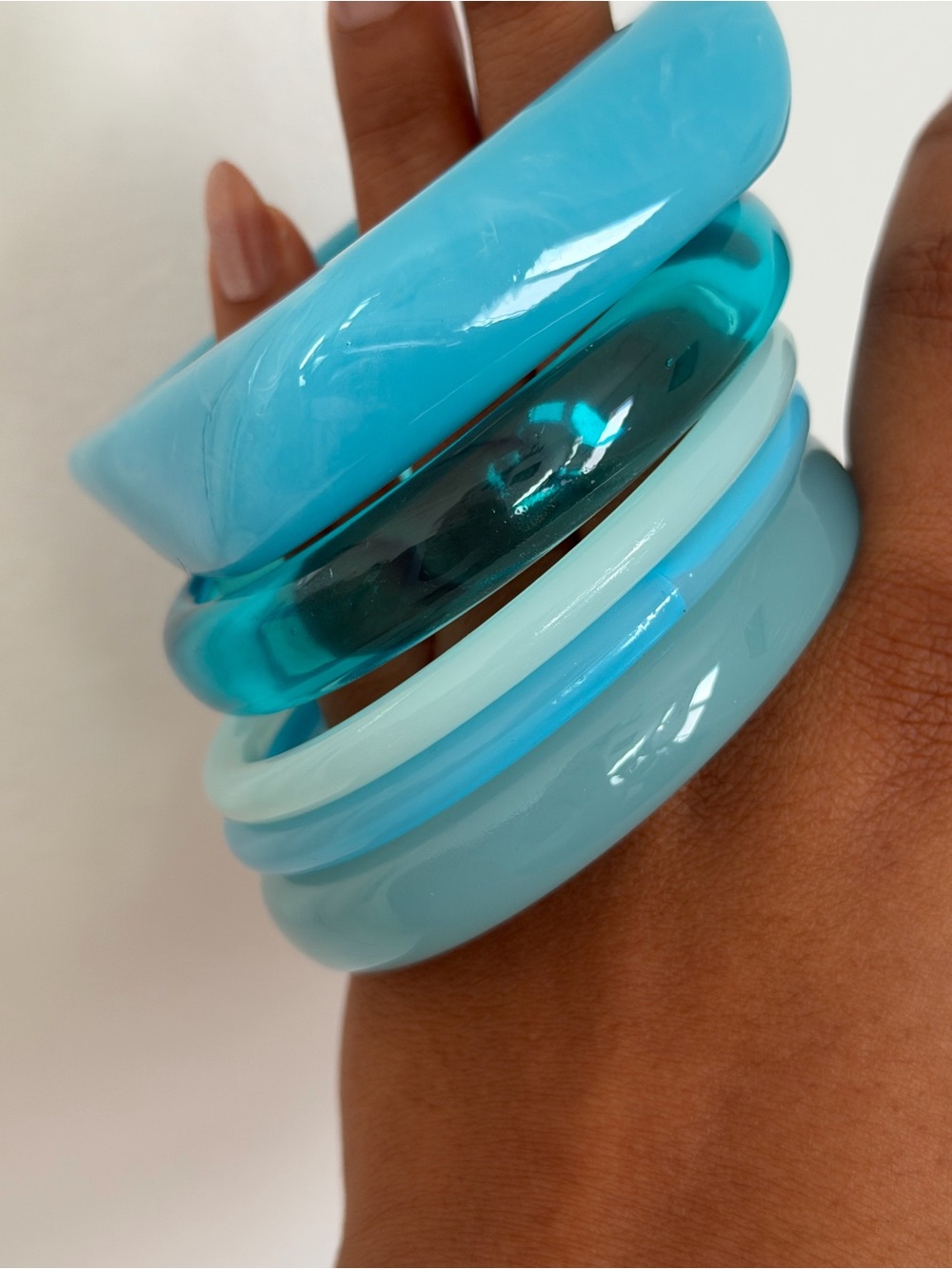Blue Stackable Fashion Bangles - Stylish Turquoise Bracelet Set